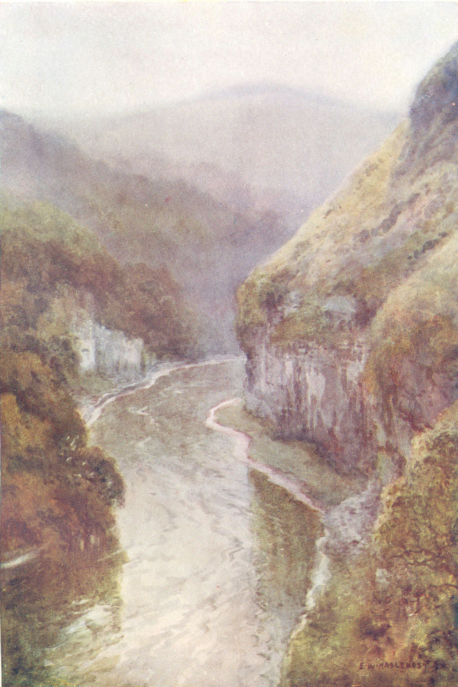 The Wye near Cressbrook Dale, Peak District. Derbyshire. Ernest Haslehust 1920